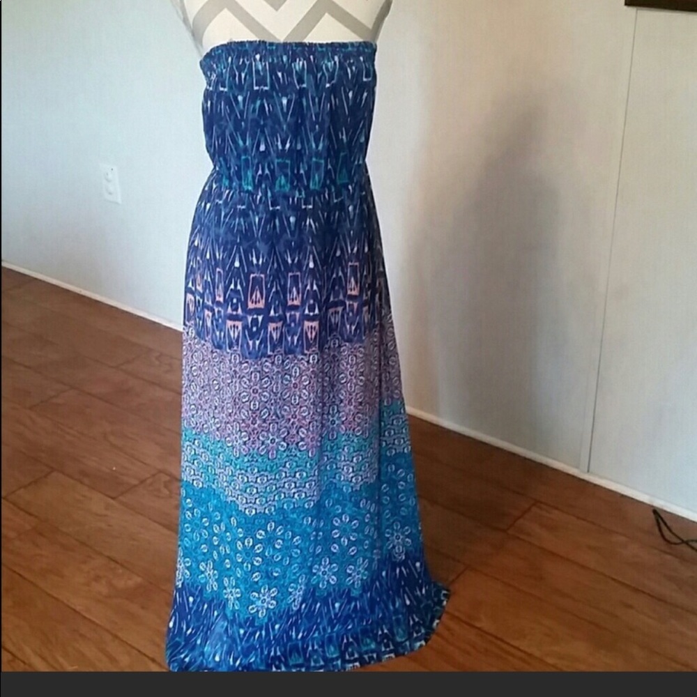 Blue strapless Lane Bryant dress